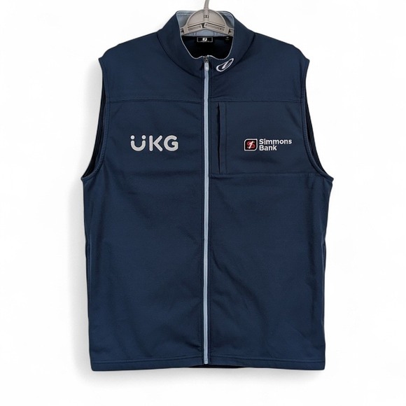FootJoy Tour Issue Ottoman Knit Vest Mens Navy Blue Full Zip Athletic Fit - Picture 4 of 7